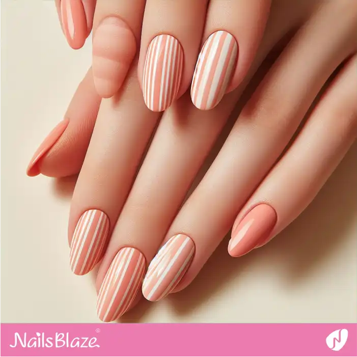 Matte Peach Fuzz Striped Nails | Color of the Year 2024 - NB1874